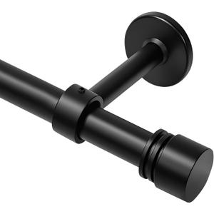 Heavy Duty Extra Long Curtain Rods 144-240 Inches, Adjustable for 12-20ft Large Windows & Sliding Doors - 1 Thick Metal Reinforced Brackets, Black Curtain Drapery Rod for Living Room Outdoor Patio