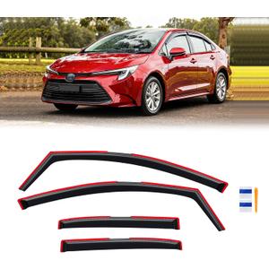 in-Channel Rain Guards for 2020-2026 Toyota Corolla Sedan, Window Visor Shields Vent Deflector Shade Wind Dark Smoke 2021 2022 2023 2024 20 21 22 23 24 25, Tape-On Outside-Mount, 4PCS