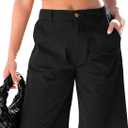 luvamia Bermuda Shorts for Women Knee Length High Waisted Cotton Elastic Wasit Summer Dressy Casual Long Chino Shorts (Large, Black)