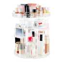 V-HANVER 360 Rotating Makeup Organizer Perfume Organizer Clear Cosmetic Storage Display Case Large Capacity Acrylic Beauty Holder Adjustable Partition Height for Bedroom Dresser or Bathroom Vanity