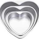 Gvhntk Heart Shaped Cake Pan Aluminum Cake Pans Heart Cake Tin Baking Cake Mold for Valentine's Weddings Birthday Party (3, 6 inch,8 inch,10inch)