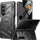 TONGATE for Galaxy Z Fold 7 Case with Privacy Screen Protector, [Compatible with MagSafe][Anti Spy] Shockproof Phone Case, Built-in Stand & Belt Clip & Hinge Cover for Samsung Z Fold 7 2025 8", Black