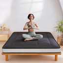 MAXYOYO 6" Extra Thick Floor Futon Mattress, Foldable Japanese Floor Mattress for Adults, Roll Up Tatami Pad for Guest Room, Black, Queen
