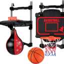 Over-The-Door Basketball & Boxing Combo – 2-in-1 Game Set with Adjustable Hoop & Speed Bag, Scoreboard & Sound Effects – Fun Indoor Sports Toy for Kids & Adults