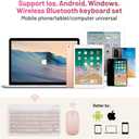 Bluetooth Keyboard and Mouse Combo Rechargeable Portable Wireless Keyboard Mouse Set for Apple iPad iPhone iOS 13 and Above Samsung Tablet Phone Smartphone Android Windows (10 inch Pink)
