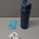 [2-IN-1 LID] Insulated Water Bottle with Silicone Boot (36hrs Cold/18hrs Hot) - DIY Stickers, Leakproof, BPA Free, 24 oz (Cyan)