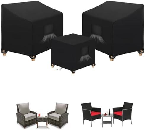 SIRUITON 1 Piece Outdoor Veranda Patio Garden Furniture Cover Set with 210D Durable and Water Resistant Fabric,Fit for Outdoor Wicker Patio Furniture Sets/Rattan Chair Conversation Sets-Balck