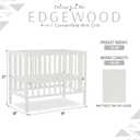 Dream On Me Edgewood 4-in-1 Convertible Mini Baby Crib in White GreenGuard Gold & BSA, Non-Toxic, Compact 402533 Design, Converts to Mini Daybed & Twin Bed (Rails to Buy) 1 Mattress Pad