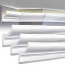 Pushglossy 24 Pcs 47.24"(Total 94.5 ft) Ceiling Crown Molding with LED Duct Kit for Seamless Ambient Accent Lighting Waterproof Channel for Easy LED Trim Moulding Strip Installation