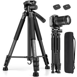 JOILCAN Tripod for Camera, 67" Heavy Duty Camera Tripod, Phone Tripods for Video Recording Photo Vlog, Aluminum Tripods with Holder & Travel Bag for Cameras DSLR iPhone Projector Laser (Black)