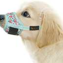 HEELE Dog Muzzle,Soft Nylon Muzzle Anti Biting Barking Chewing,Air Mesh Breathable Drinkable Adjustable Loop Pets Muzzle for Small Medium Large Dogs 4 Colors 4 Sizes (P-Cyan Flower, L)