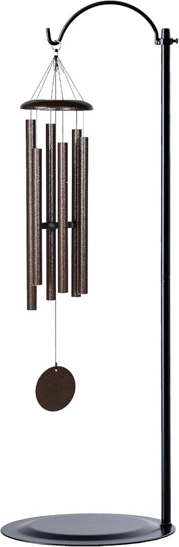 HOHIYA Adjustable Wind Chime Stand 36" Freestanding Heavy Duty Metal Shepherd Hook with Stable Base for Wind Chimes, Lanterns, Bird Feeders, Indoor Outdoor Patio Garden Decor, 4.4 lb Load