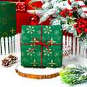 3 x Flyhill Christmas Wrapping Paper,Metallic Gold Embossed Foil Snowflake Green Gift Wrap for Holiday, Party,Celebration, New Year(17 Inch X 33 Feet)