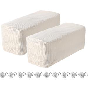 Uxcell 2pcs Stretch Armrest Covers for Chairs/Sofas, Couch Arm Covers with Twist Pin, Furniture Protector Slipcovers White