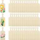 50 PCS Wooden Mini Cutting Board with Handle Unfinished Wood Craft Mini Charcuterie Boards Paddle Blank Small Chopping Board for DIY Kitchen Cooking Vegetables Decor (9.4 x 3.5 Inch)