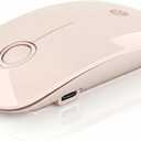 RAPIQUE R306 Pro Wireless Mouse, Dual Bluetooth & 2.4GHz, Connect Up to 3 Devices, Type-C Rechargeable, Silent Click, Ergonomic Symmetrical Design, for MacBook, Laptop, Tablet - Beige