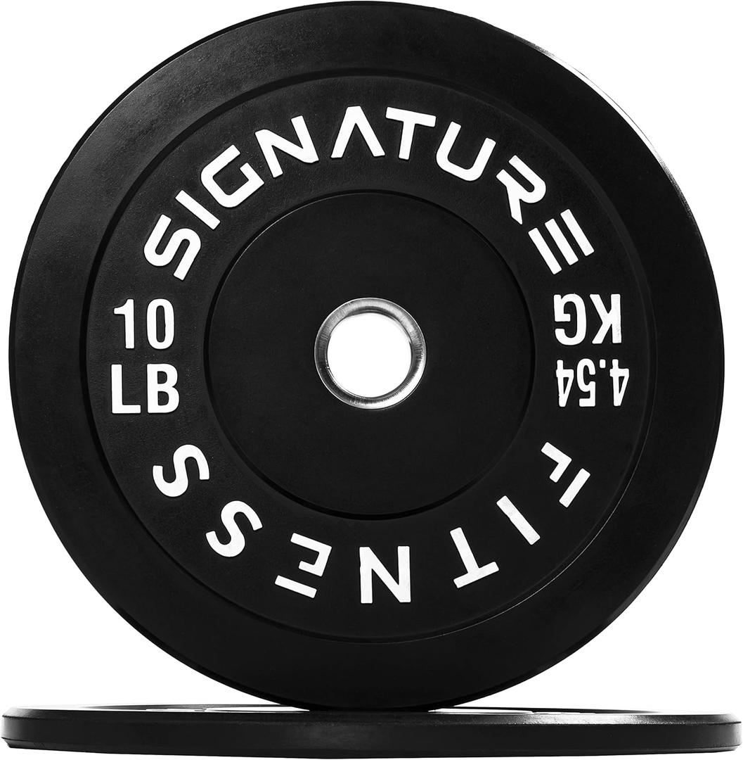 Olympic Bumper Plates, 2" Weight Plates for Strength Training & Weightlifting, Pairs, Sets or Sets with 7FT Barbell, Multiple Options (10 lbs, Black)