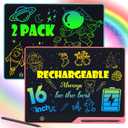 POPERFUN 2 Pack LCD Writing Tablet for Kids, 16 Inch Rechargeable Erasable Doodle Board Colorful Toddler Drawing Tablet, Preschool Learning Toys Christmas Birthday Gift 3-7 Year Old Girls(Pink/ Blue)