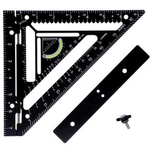 Rafter Square, 7.5 Inch Adjustable Carpenter Square Tool, Aluminum Rafter Square with Level, Scribe Notch, and Pivot Point for Precise Marking and Layout, Triangle Ruler