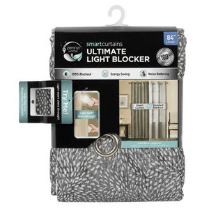 Zenna Home Ultimate Light Blocker Certified 100 Percent Blackout Jamie Smart Curtain Window Curtain Panel 84" Length, Petal Mosaic