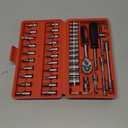 Egofine 46 Pieces 1/4 inch Drive Socket Ratchet Wrench Set, with Bit Socket Set Metric and Extension Bar for Auto Repairing and Household, with Storage Case