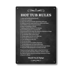 Hot Tub Rules - Black & White Sign For Outdoor Use With A List Of Health And Safety Points About Using A Hot Tub. Ideal For Use In Holiday Accommodation