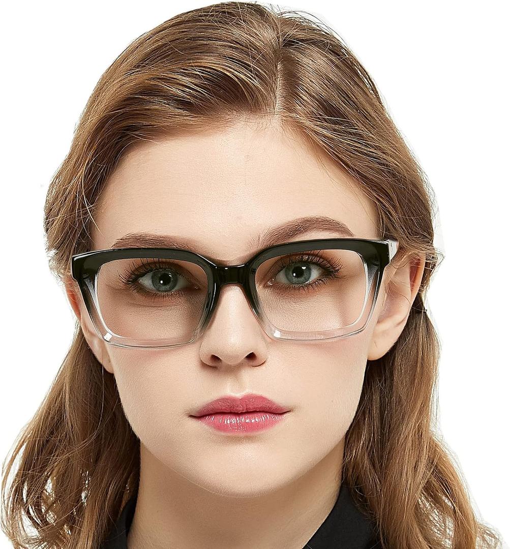 MARE AZZURO Oversized Reading Glasses Women Retro Square Readers (Black+clear, 1.50)