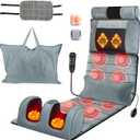Full Body Massage Mat with Heat Massage Heating Pad Electric Vibration Massage Pad Cushion Massage Mattress Heated Chair Pad with Timer Anti-Slip Bottom Earplugs for Back Neck Foot Kneading