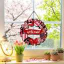 Happy Valentines Day Wooden Wreaths for Front Door Galentines Day Gnome Welcome Sign Wedding Anniversary Red Heart Decor Happy Valentine's Day Decorations for Home