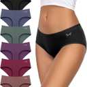 TANSTC Womens Underwear Low Rise Cotton Hipster Panties Soft Stretch Briefs Breathable Ladies Underpants 6 Pack (Large)
