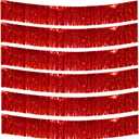 6 Packs 10 Feet Foil Fringe Garland Metallic Foil Tinsel Fringe Garland Wall Hanging Fringe Banner for Parade Floats, Wedding, ChristmasBirthday Party Halloween Decor (Red)