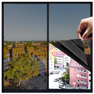 One Way Privacy Window Film,Premium PET Material,Daytime Reflective Heat Control Anti UV Door Sticker,Window Tint for Home Office Living Room,Cosmic Black,31.5 Inch x 16.4 Feet Set of 3