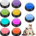 10 Color Voice Recording Buttons for Dogs Dog Training Communication Buttons with 30 Sec Record and Playback, Pet Training Buzzer for Puppy Cats, Funny Gifts for Pet Lovers (10 Pack) (Black Base+Muticolored)