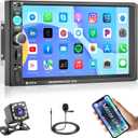 Hikity 7 Inch Double Din Car Stereo, 1080P Touchscreen Car Radio Bluetooth Audio Receiver Support Backup Camera, Mirror Link, FM, EQ, SWC, USB, MIC