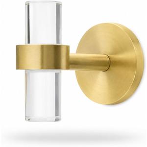 Solid Brass Lucite Hook with Vacuum Suction Cup | Clear Acrylic Coat Hook | No Drill Wall Mounted Towel Hook | Brushed Brass Lacquer Finish | Heavy Duty Bathroom, Entryway & Shower Glass Hook