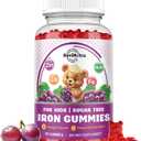 Iron Supplement Gummies for Kids - with Calcium, Zinc, Kids Multivitamin with Iron Gummies - Immune Support, Blood Builder & Energy Support for Iron Deficiency, Anemia, Vegan - 60 Count Grape Flavor EXP: 09-20-27