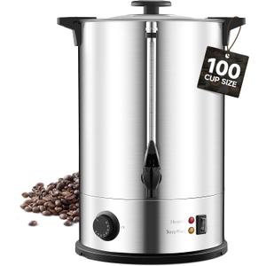 Commercial Coffee Urn, 50 Cup Coffee Maker, Hot Water Dispenser