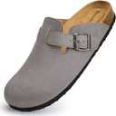 Torotto Womens Clogs Cork Footbed Suede Slippers Arch Support Potato Shoes with Adjustable Buckle