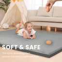 Large 79"x118" Baby Activity Play Mat for Floor,2" Extra Thick Elasti Foam Mat for Tummy Time &Crawling,Non-Slip Nursery Rug for Infants,Toddlers & Kids,Tatami Style for Classroom&Playroom (Dark Grey)