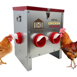 XINYI 7.1 Gallon Auto Chicken Feeder, 6 Ports Galvanized Chicken Feeder,Large Chicken Food Container No Waste & Rodent Proof Chicken Food Dispenser System, Weatherproof Duck Feeder
