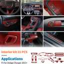 JeCar 21pcs Red Carbon Fiber Interior Trim Kit Fit for 2015-2023 Dodge Challenger Interior Accessories