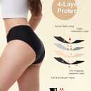 EcoPeriod Period Underwear for Women Heavy Flow Leakproof Menstrual Underwear Seamless Period Panties (Black, S)