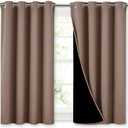 NICETOWN Room Warming Curtains, Bedroom Full Blackout Panels, Super Thick Insulated Window Covers, 100% Blackout Blinds with Black Liner for Small Window(Cappuccino, Set of 2 PCs, 52 by 45-Inch)