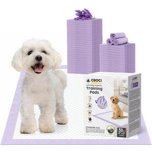 CROCI 22x22in Puppy Pads with Adhesive Tabs, Dog Pee Pads Absorbs Up to 3 Cups Potty Training, Disposable (50 Counts)