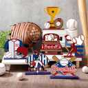 6 Pcs Baseball Party Table Decorations Baseball Wood Table Centerpieces Sports Wooden Sign Tabletop Decorations for Fans Club Sport Party Birthday Home School Desk Shelves Tiered Tray Decor