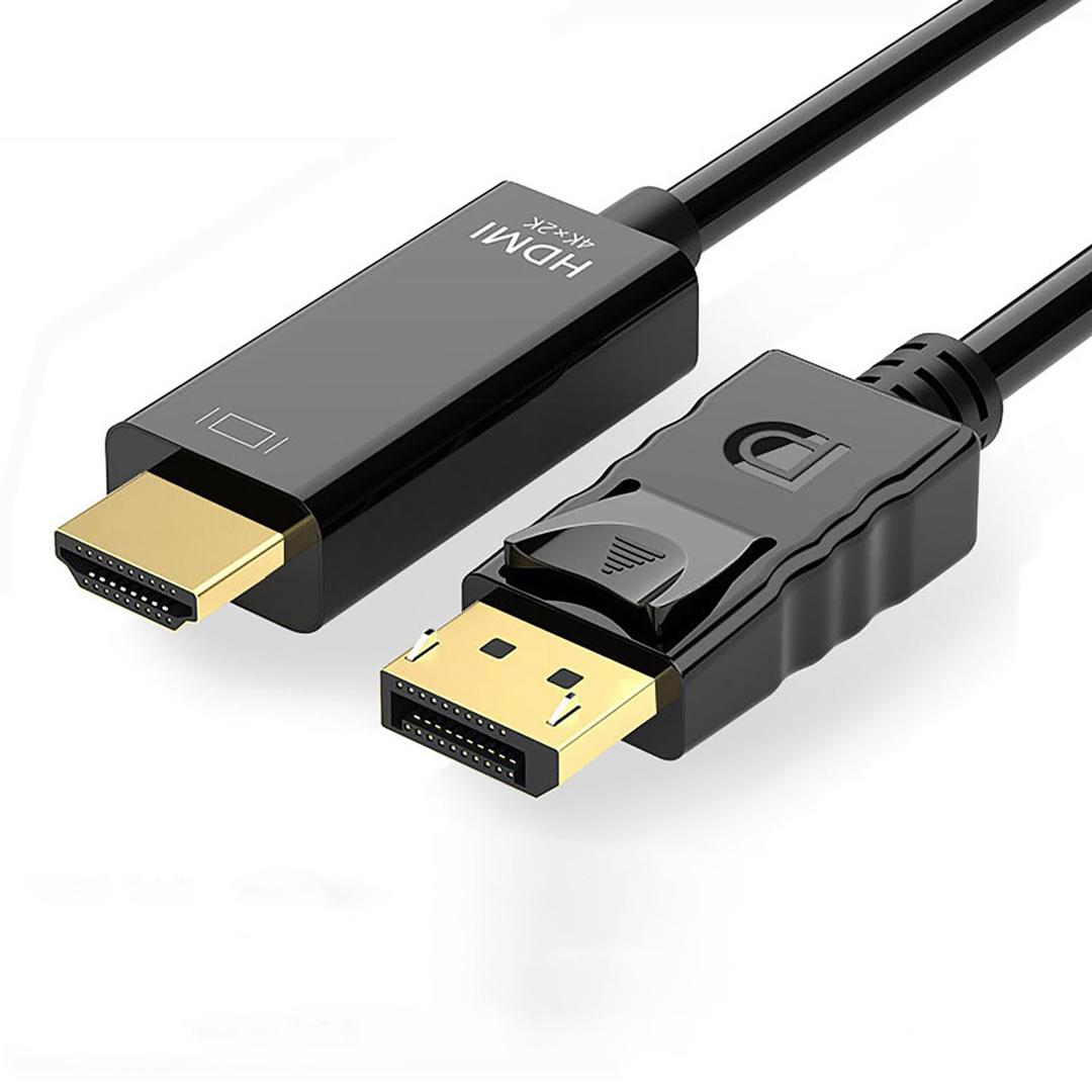 4K DisplayPort to HDMI Cable 6ft, One-Way Uni-Directional Transmission DP 1.2 to HDMI 1.4, Compatible with HP, ThinkPad, AMD, NVIDIA (DP to HDMI Only)