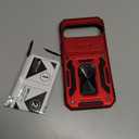 DEERLAMN Case for Google Pixel 10/10 Pro with Slide Camera Cover+Screen Protector(1 Pack), Rotated Ring Kickstand Military Grade Shockproof Protective Cover-Red