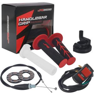 JFG RACING Motorcycle Twist Throttle 7/8" 22mm Accelerator Throttle Assembly With Handle Grips Kill Switch Universal For CRF50 KLX SSR TTR 110 125 150 200 250cc Dirt Pit Bike ATV Mini Bike Black