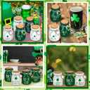 Umigy 6 Set St. Patrick's Day Mini Mason Jars Saint Patrick's Day Tiered Tray Decor Shamrock Small Glass Jars with Lids Wood Tags and String Mason Jars for Centerpieces Kitchen Table Party Supplies