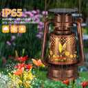Solar Lantern Outdoor Hanging Vintage LED Waterproof Camping Light with Beautiful Graphics Landscape Decor for Yard,Patio,Porch,Lawn,Tabletop(02 - Hummingbird)